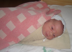 Baby Ben's first ever photo, taken around 6 a.m. at Ostrovets Regional Hospital. Photo by Marina Angel